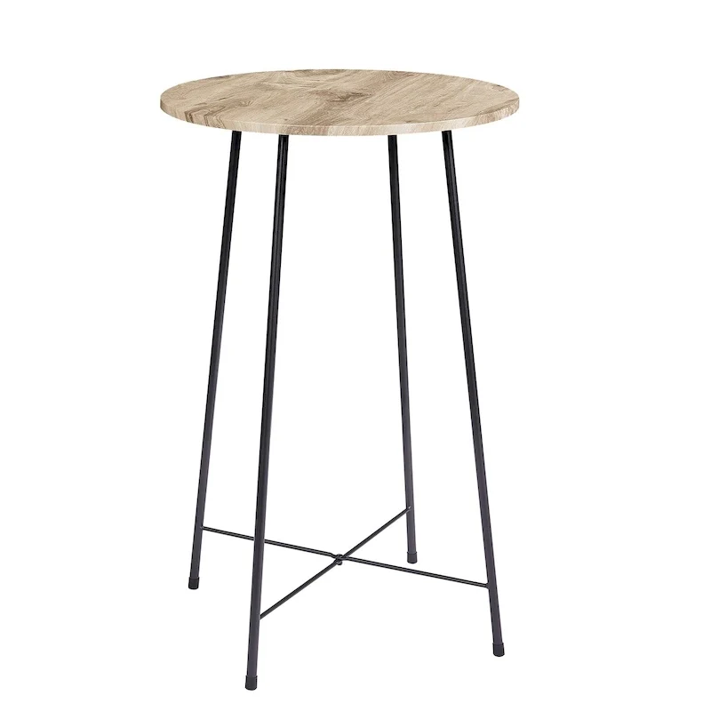 35.4 High Round Bar Table, Industrial Style Wood Top Bistro Pub/Breakfast Table