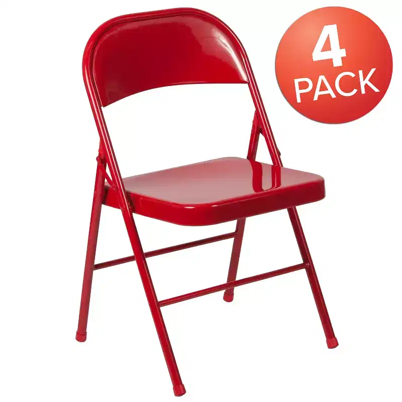 Flash Furniture 4 Pack HERCULES Series Double Braced Metal Folding Chair
