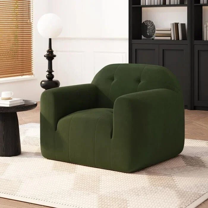 Modern Club Chair - Boucle Fabric, 35.75W x 29H, Single Seat with Seamless Edge Design