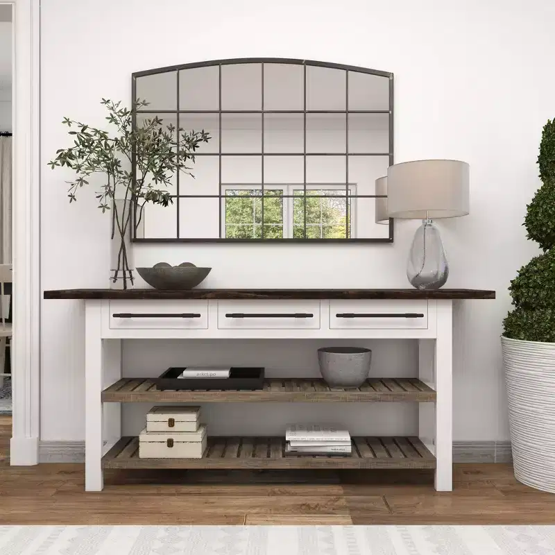 Farmhouse Wood Rectangle Console Table White - Olivia & May
