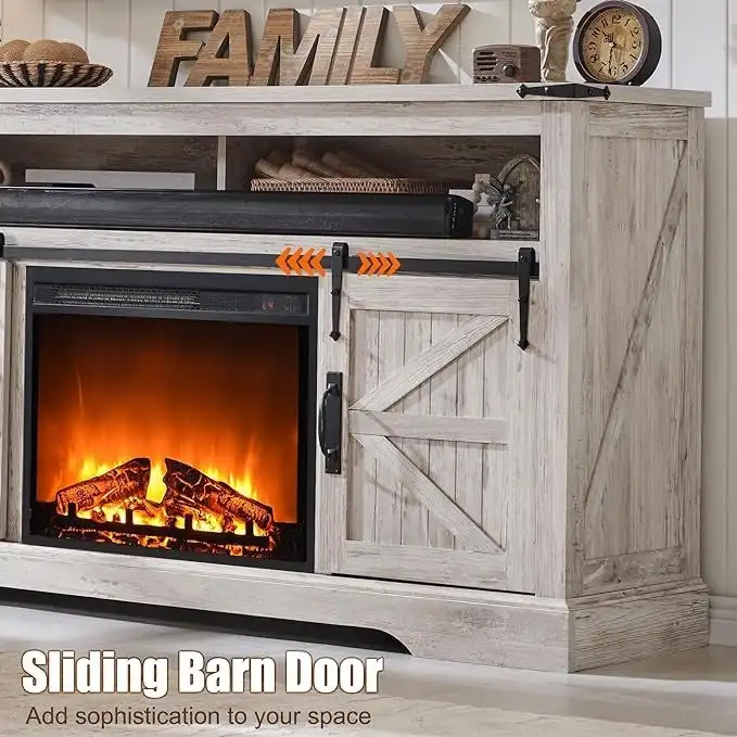 Farmhouse Fireplace TV Stand, Entertainment Center, Media Console