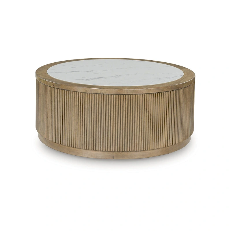 Signature Design by Ashley Camdill Light Brown/White Coffee Table - 42 W x 42 D x 17.5 H