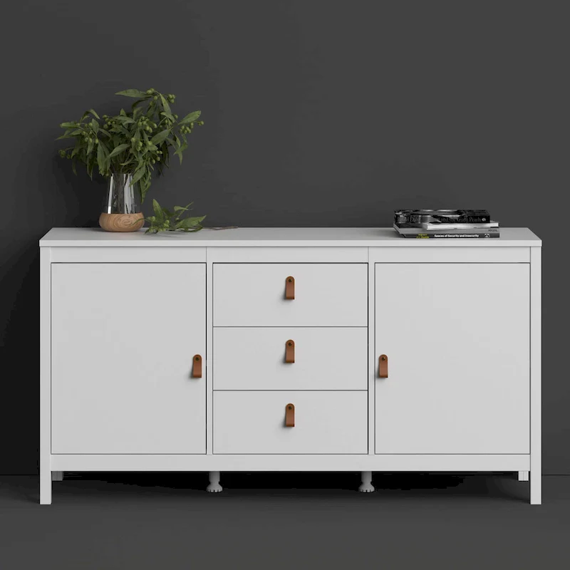 Modern-Traditional 2-Door Sideboard with 3 Drawers and Adjustable Shelves