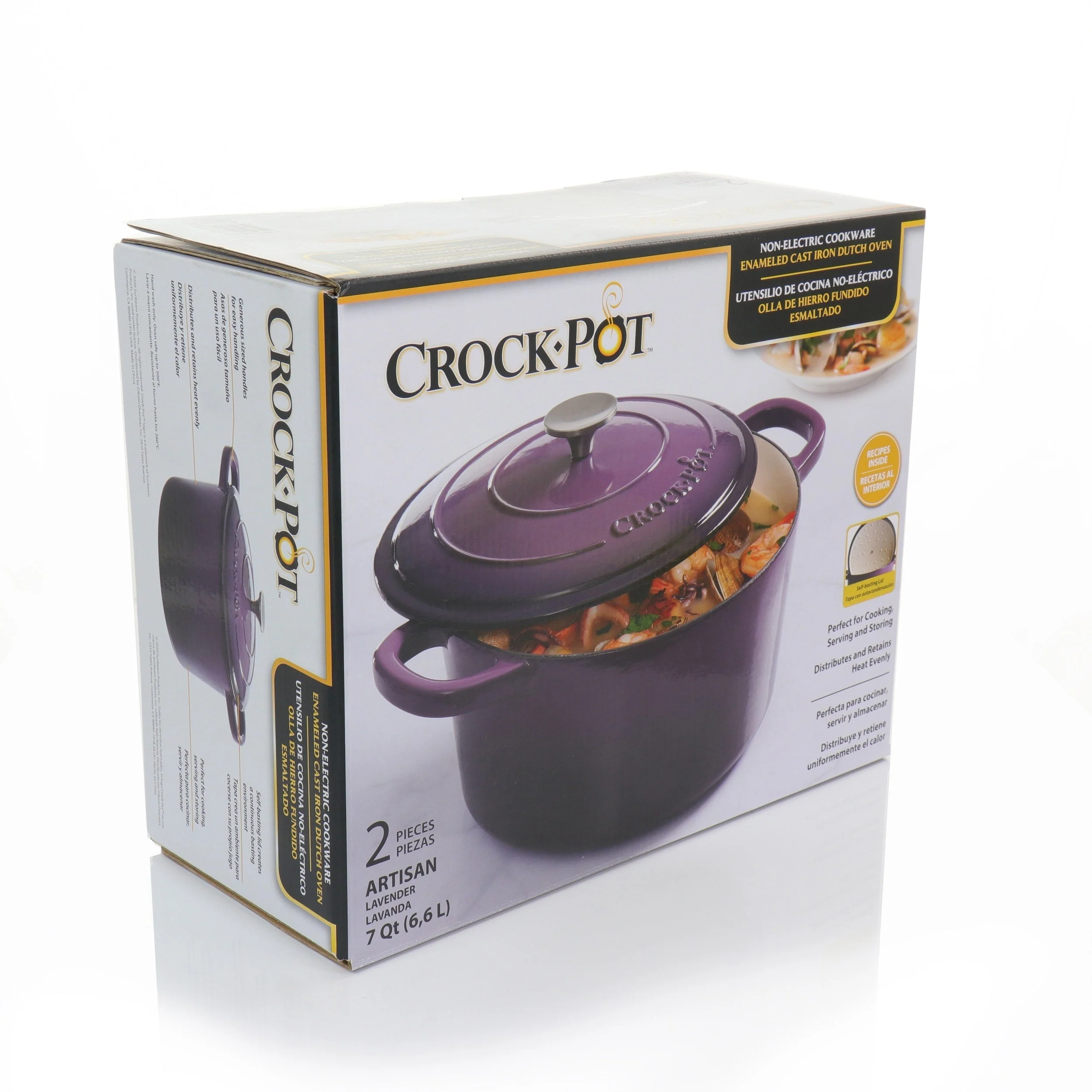 Crock-Pot Artisan 2 Piece 5 Quart Enameled Cast Iron Dutch Oven with Lid in Lavender