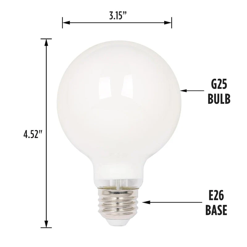 Westinghouse Lighting 5.5-Watt (40-Watt Equivalent) Soft White G25 Dimmable Filament LED Light Bulb, Medium Base