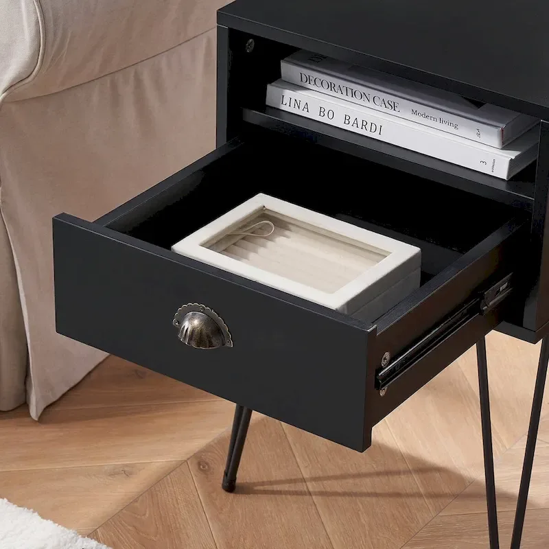 Taomika 3-Pieces Industrial Bed and Modern Square Nightstands Set