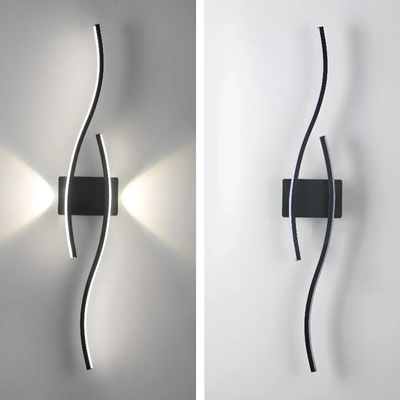 Modern Metal Dual Wave Linear LED Wall Sconce Dimmable