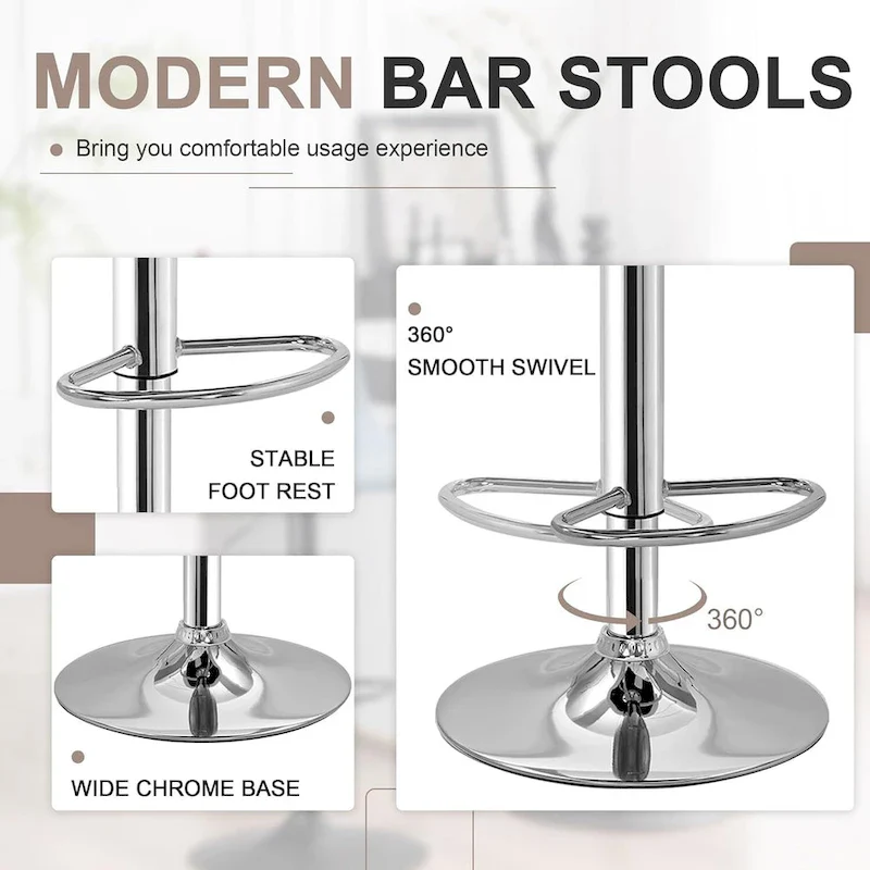 Javlergo Set of 4 Bar Stools Adjustable Swivel Counter Height Barstools with Back