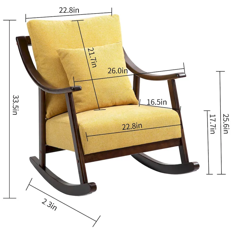 Linen Solid Wood Rocking Arm Chair