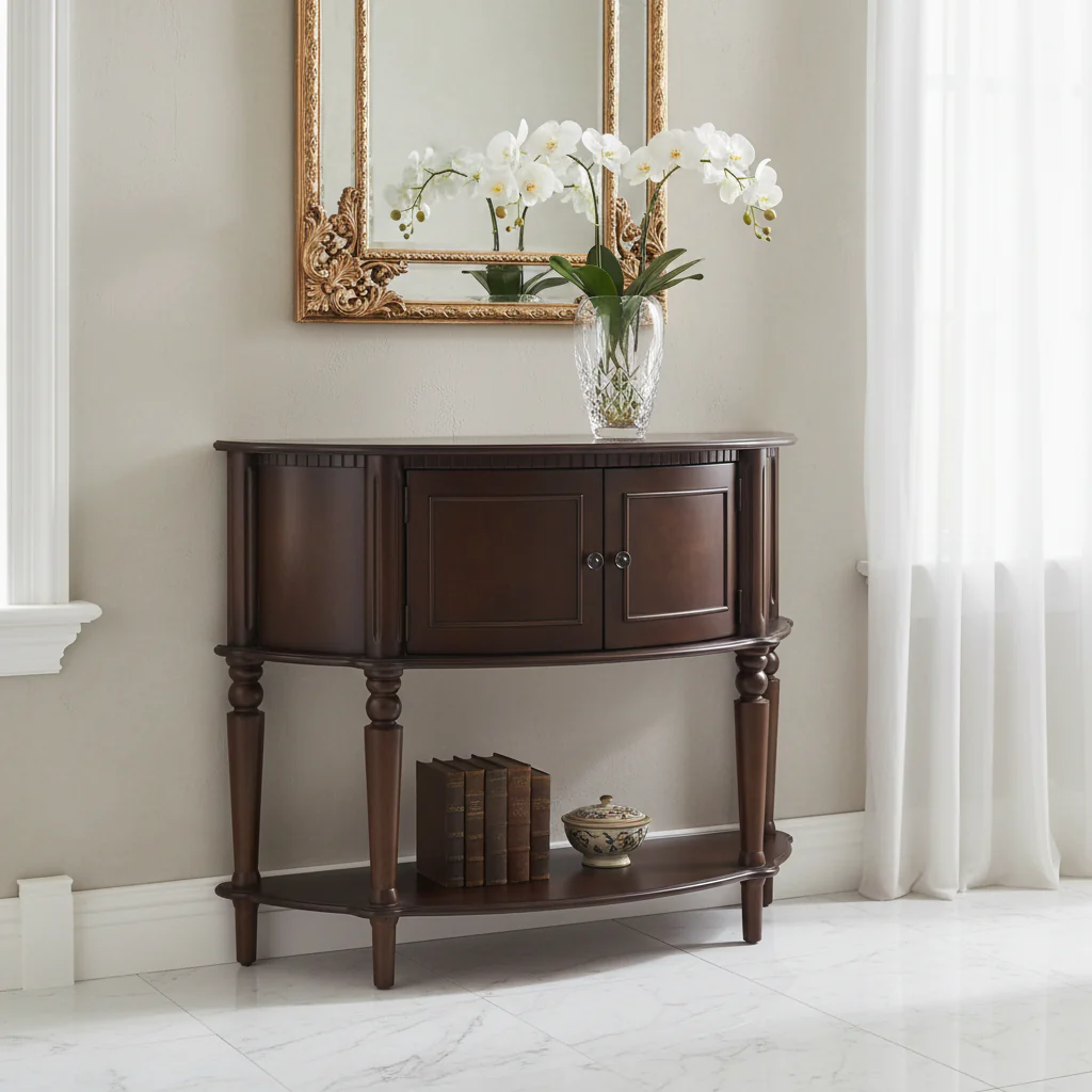 Brown Traditional Wood Console Table