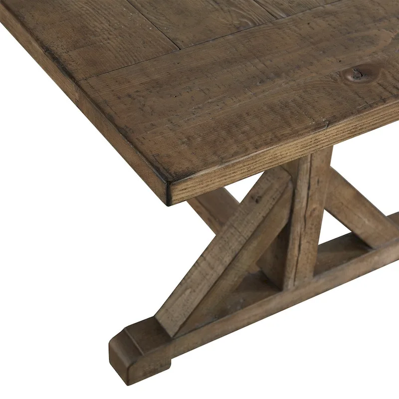 Paloma Rustic Reclaimed Wood Trestle Farm Table by