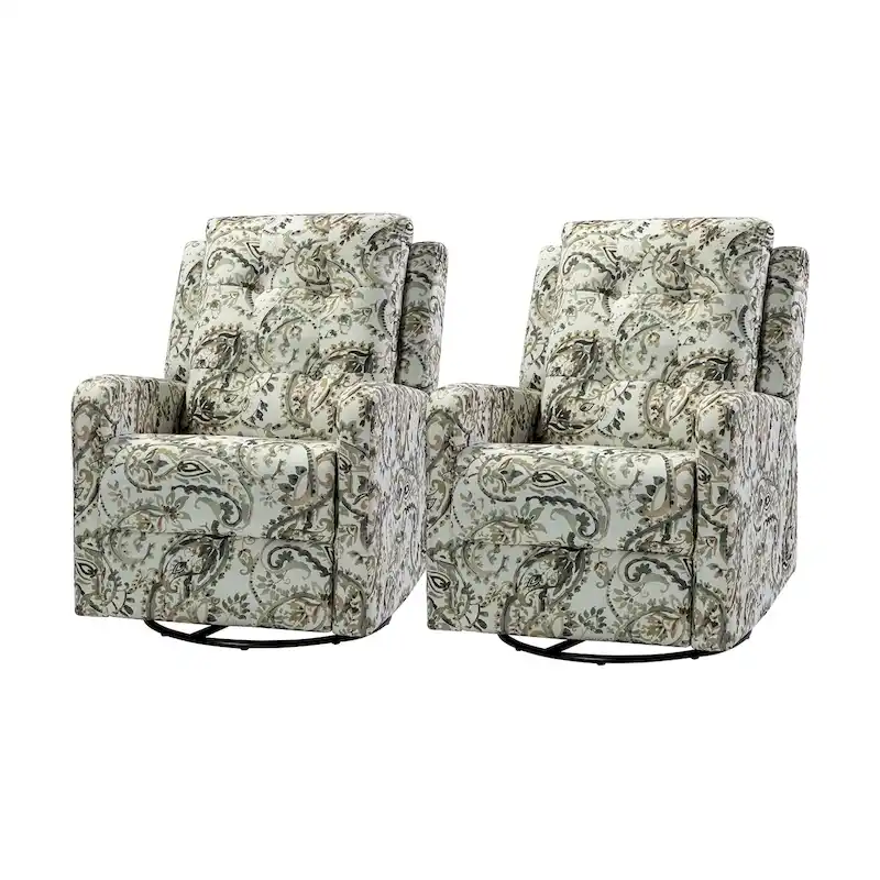 Manual Swivel Recliner with Tufted Back Set of 2