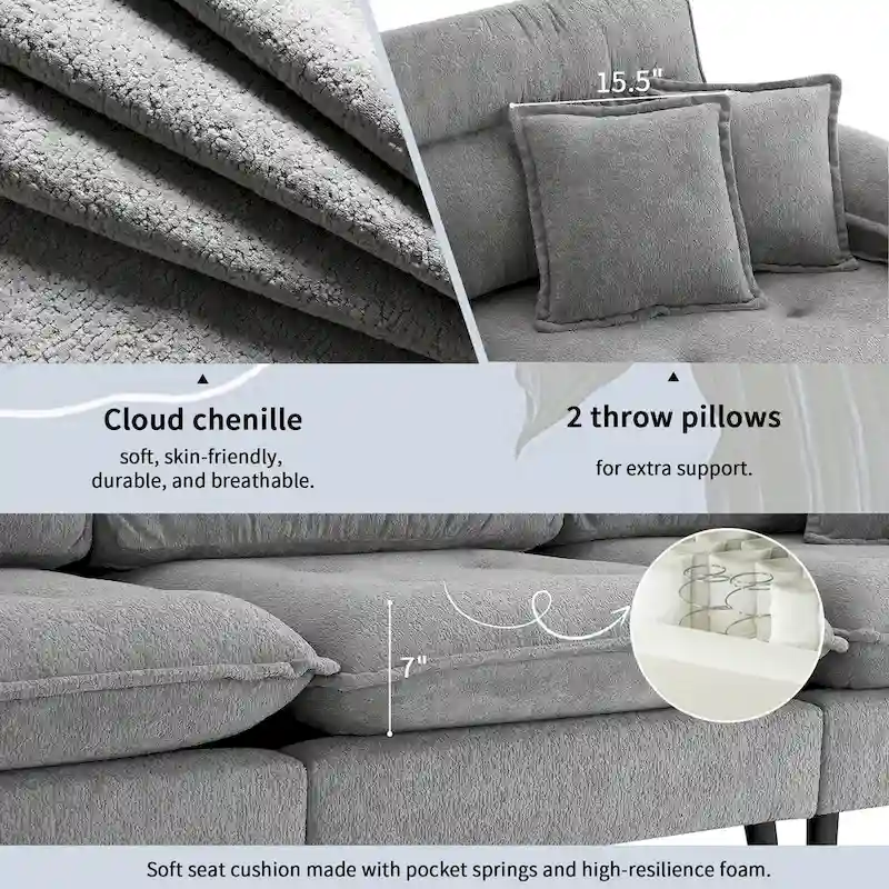 L shaped Convertible Sectional Sofa