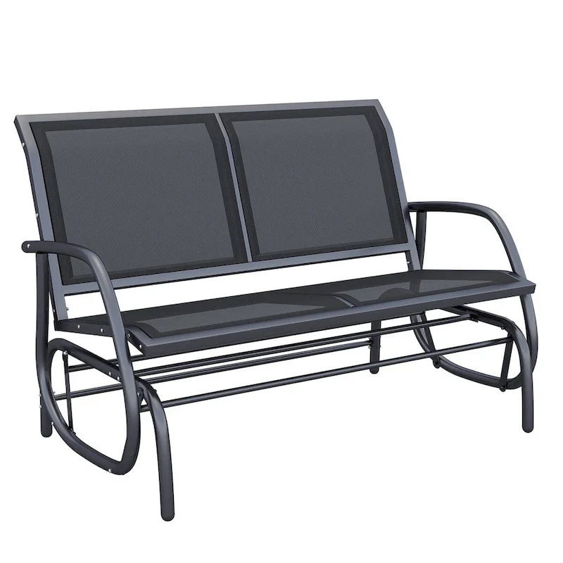 2-Person Outdoor Glider Bench, Patio Double Swing Rocking Chair