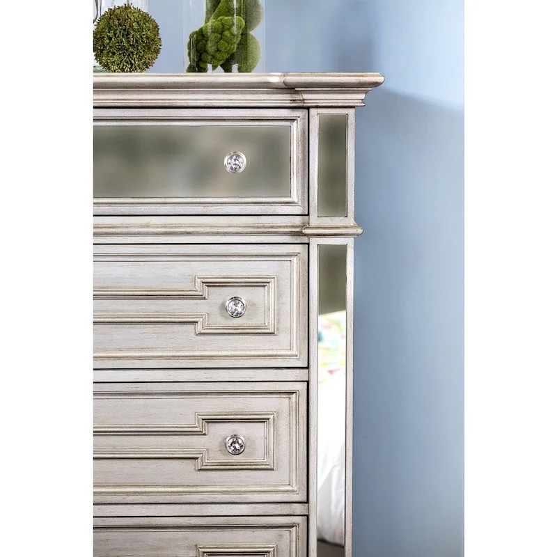 Eaen Glam Champagne Solid Wood 5-Drawer Chest by Furniture of America