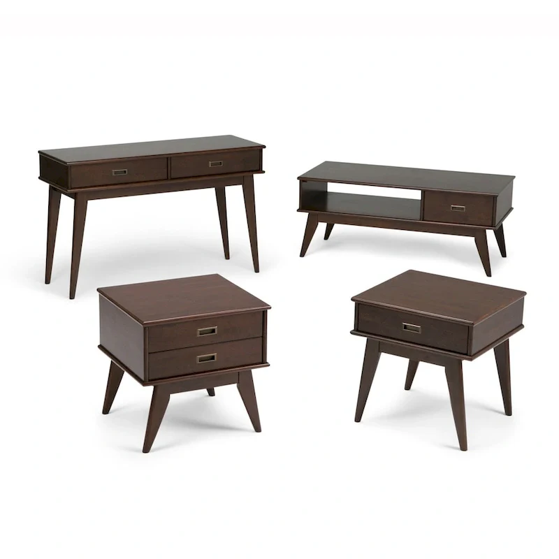 WYNDENHALL Tierney SOLID HARDWOOD 22 inch Wide Rectangle Mid Century Modern End Table - 22 W x 20 D x 22 H