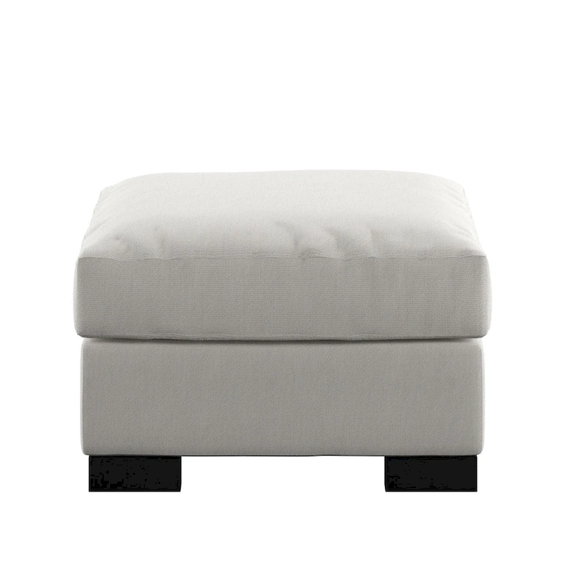 Lionel White Cotton Fabric Down-Filled Ottoman by iNSPIRE Q Artisan