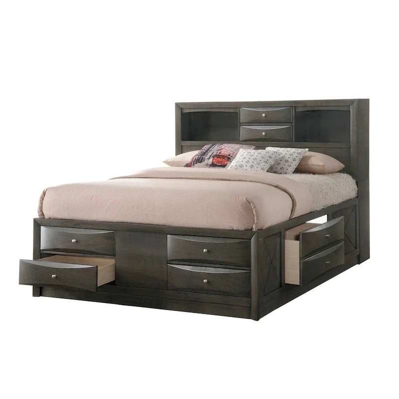 Newport Furnishings Priscella 6-Piece Gray Oak Storage Bedroom Set