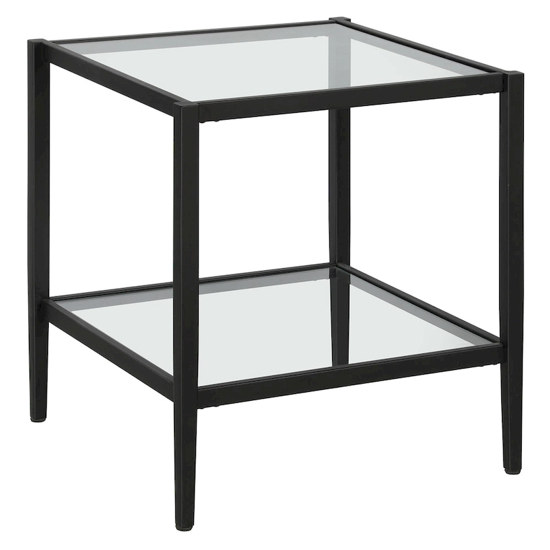 Hera 20 Wide Square Side Table with Clear Shelf