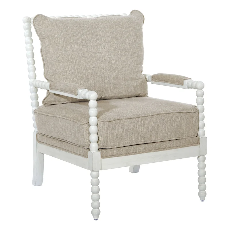 Kaylee Spindle Chair in Fabric with White Frame