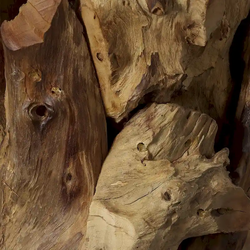 Uttermost 22876 Driftwood 43 Wide Glass and Teak Wood Coffee Table