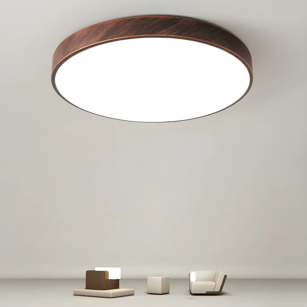 Minimalist Round Rust LED Dimmable Flush Ceiling Light