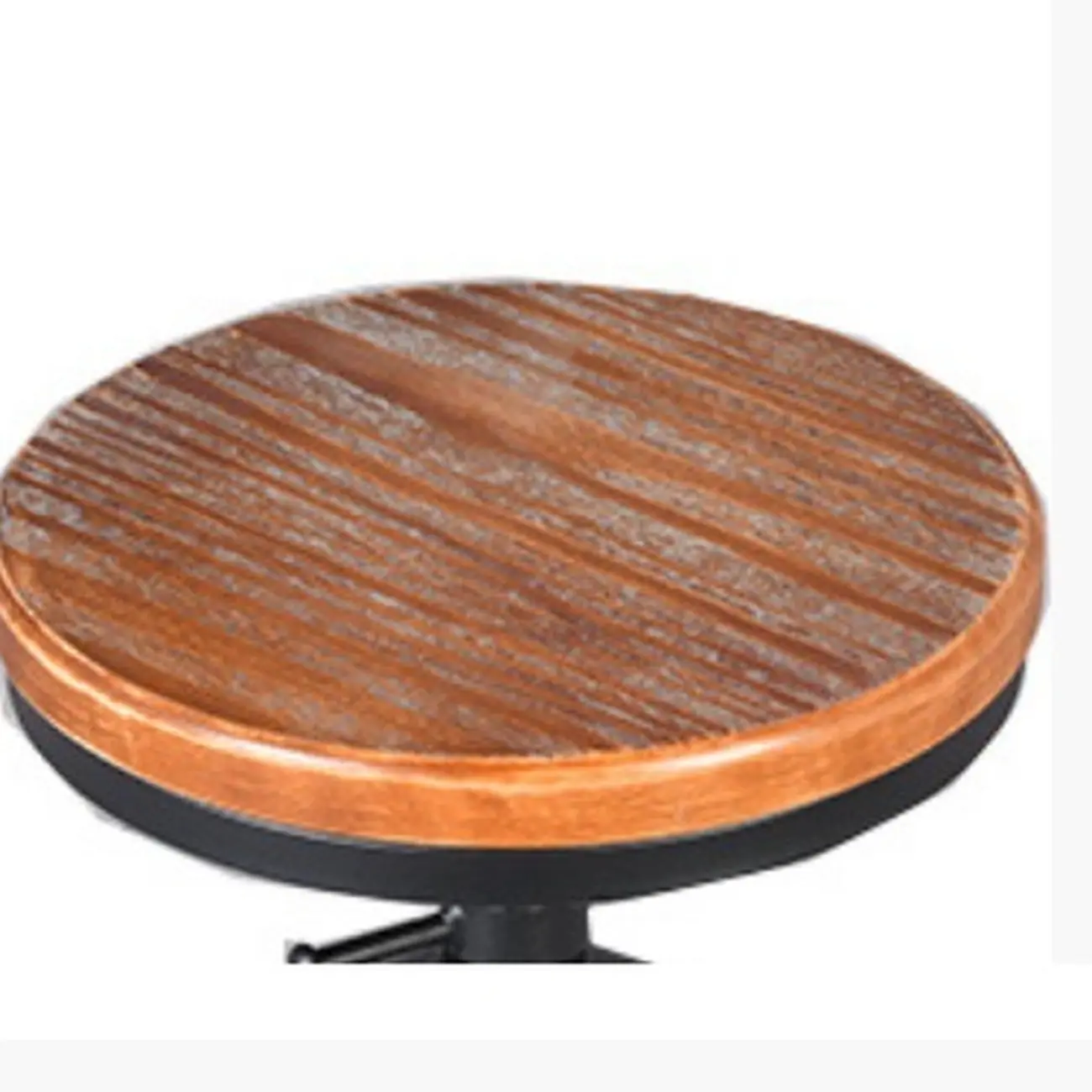 Industrial Round Adjustable Wooden Metal Bar Stools With Backs