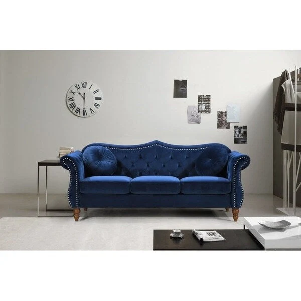 US Pride Furniture Anna Velvet Upholstered Nailhead Sofa