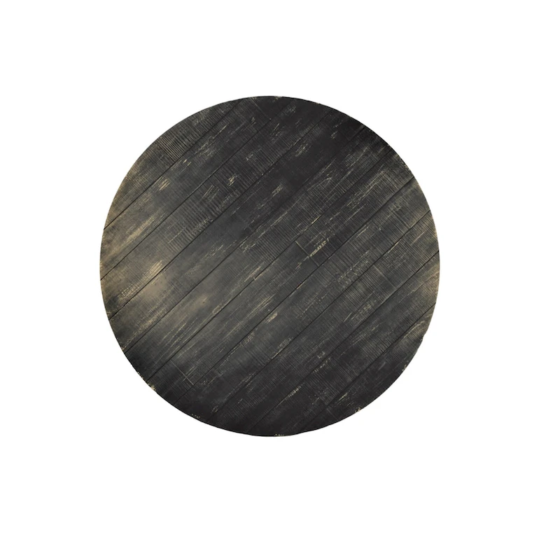 Rena Dining Table, 54 Inch Round Planked Black Smoke Mahogany Wood