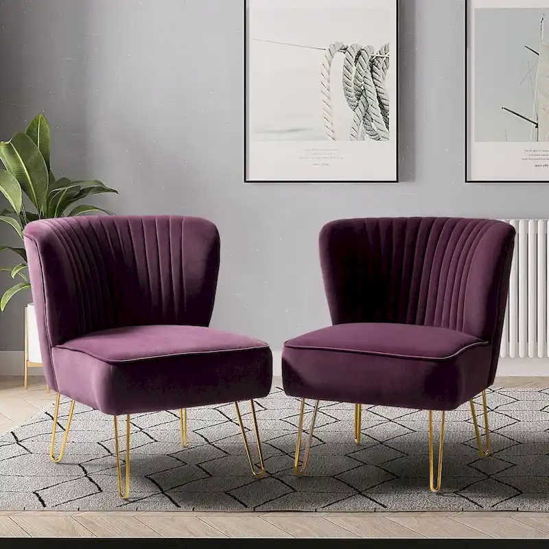 Barto Upholstered Side Chair with Tufted Back Set of 2 by HULALA HOME