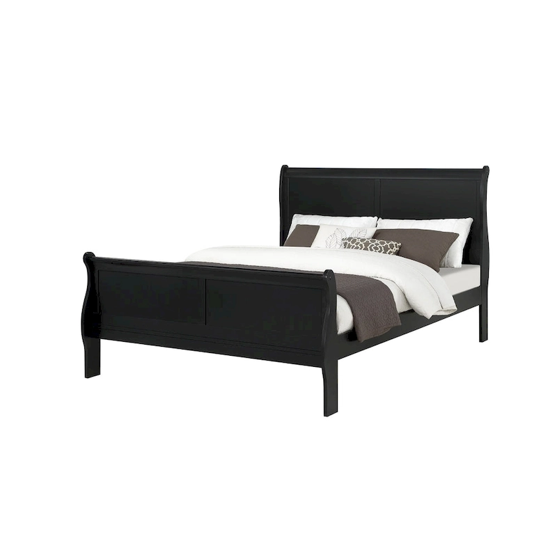 Lillie 6 Piece Black Wooden Sleigh Bedroom Set