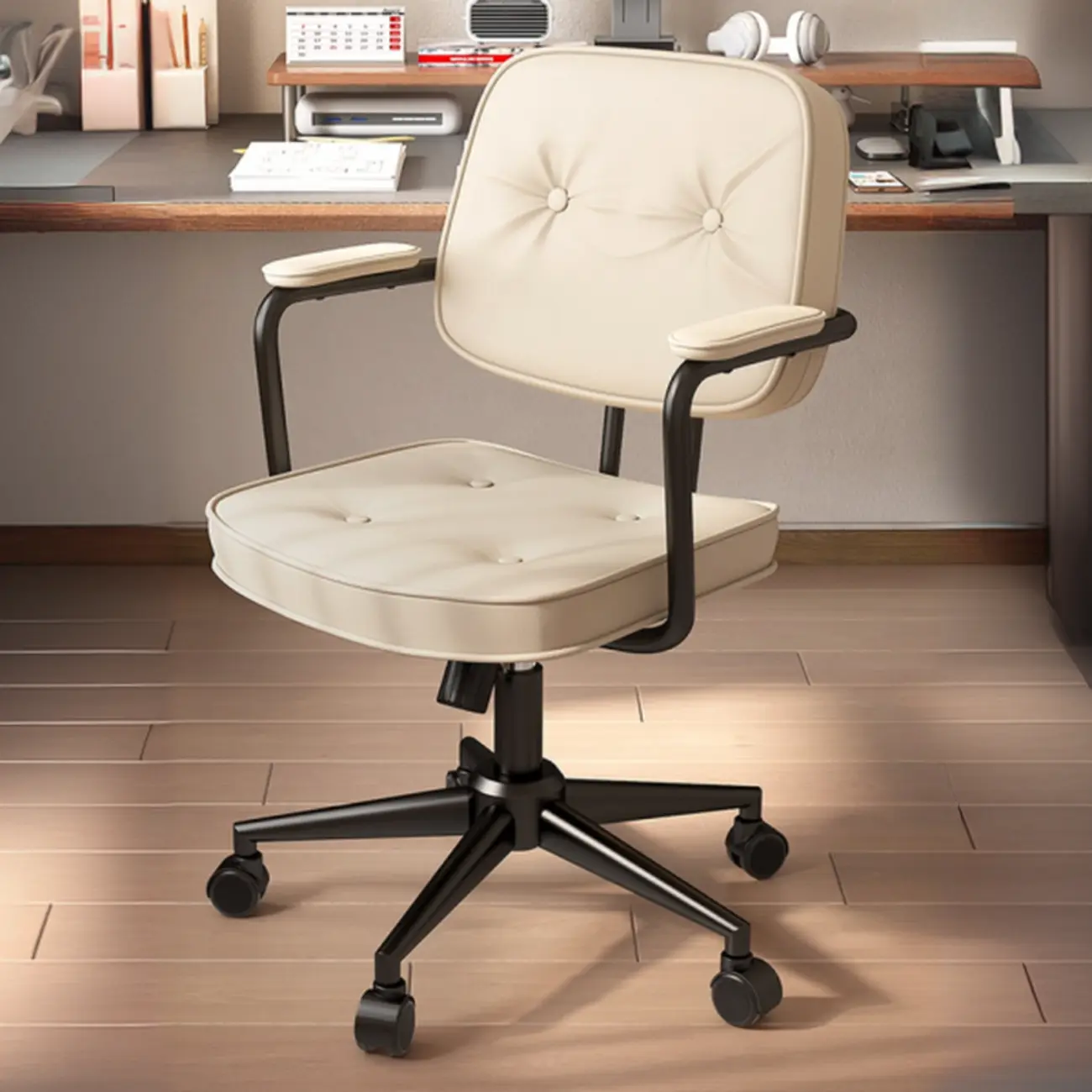 Adjustable Button-Tufted Upholstered Ergonomic Office Chair