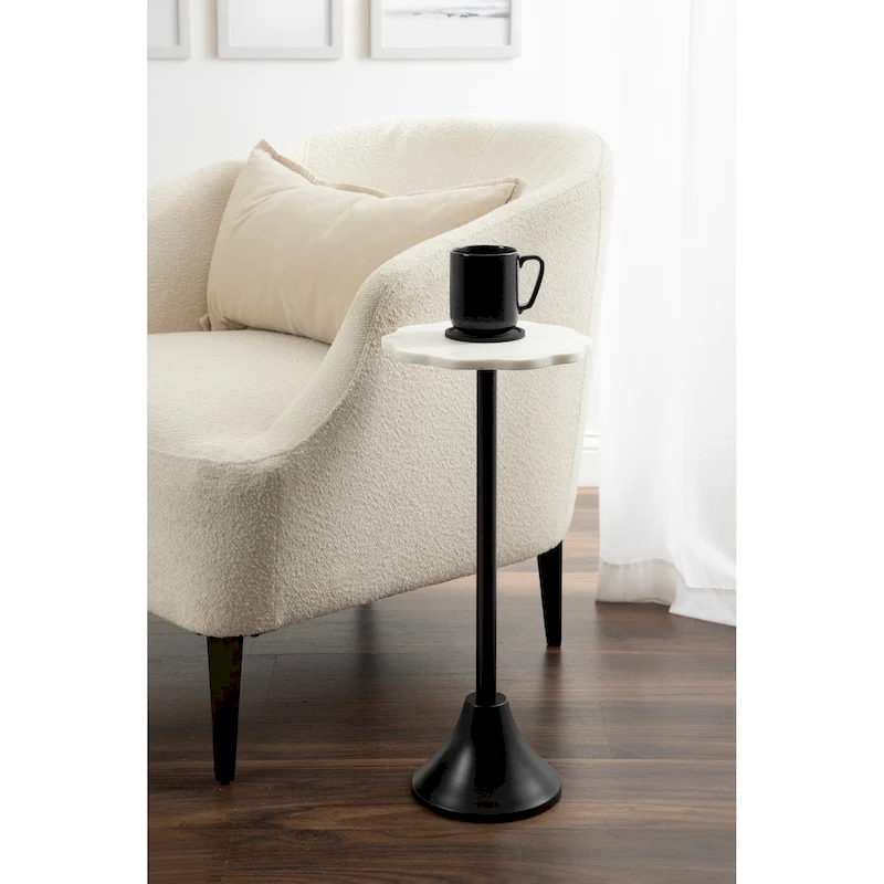 Kate and Laurel Sanzo Scalloped Marble and Metal Drink Table