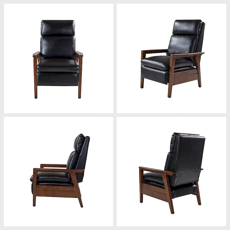 Patrick Mid-century Vegan Leather Solid Wood Recliner Set of 2 by HULALA HOME