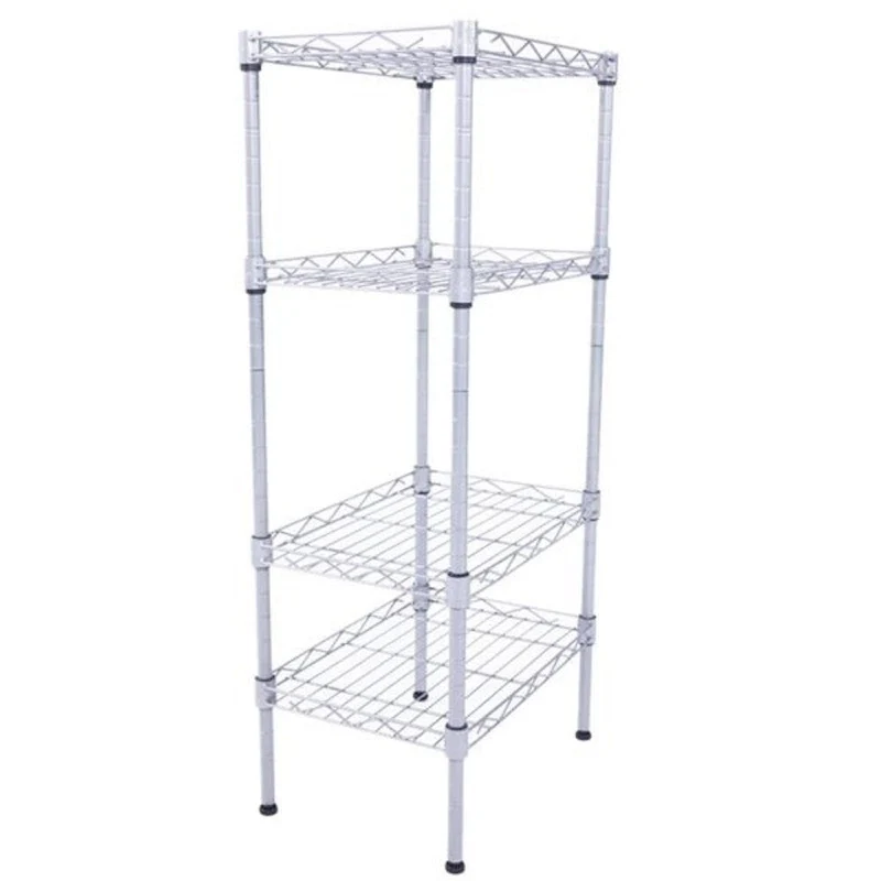 4-Tier Carbon Steel Freestanding Storage Rack – Silver Grey