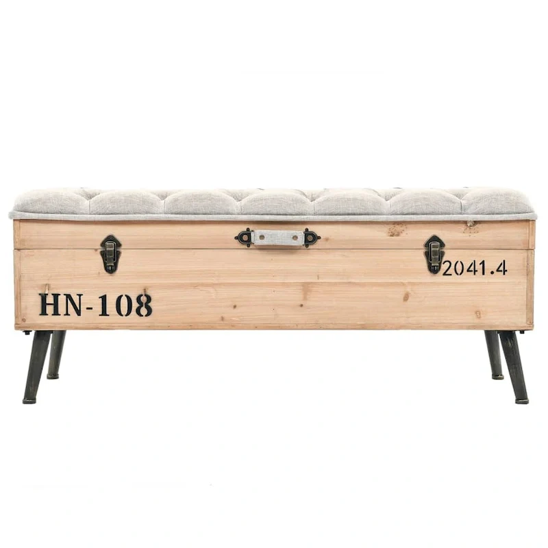 vidaXL Storage Bench 43.3 Solid Wood Fir - 43.3 x 15.7 x 19.7