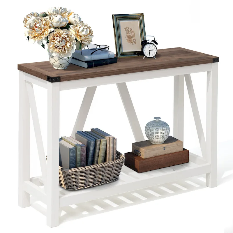 Pellebant A-frame Entry Console Table Long Sofa Table with Shelf - 45.27 in L x 13.98 in W x 31.88 in H