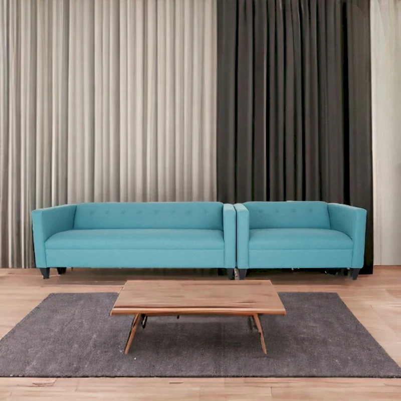 Contemporary Loveseat and Sofa Set Polyester Nylon Solid Wood Frame Upholstered