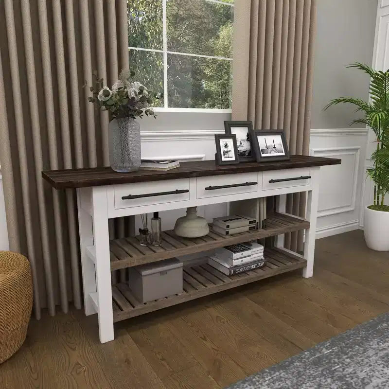 Farmhouse Wood Rectangle Console Table White - Olivia & May