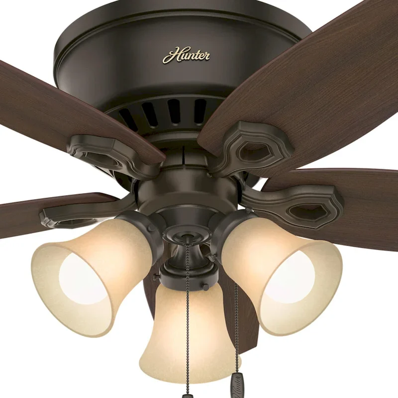 Hunter 42  Builder Low Profile Ceiling Fan with 3-Light LED Light Kit and Pull Chain