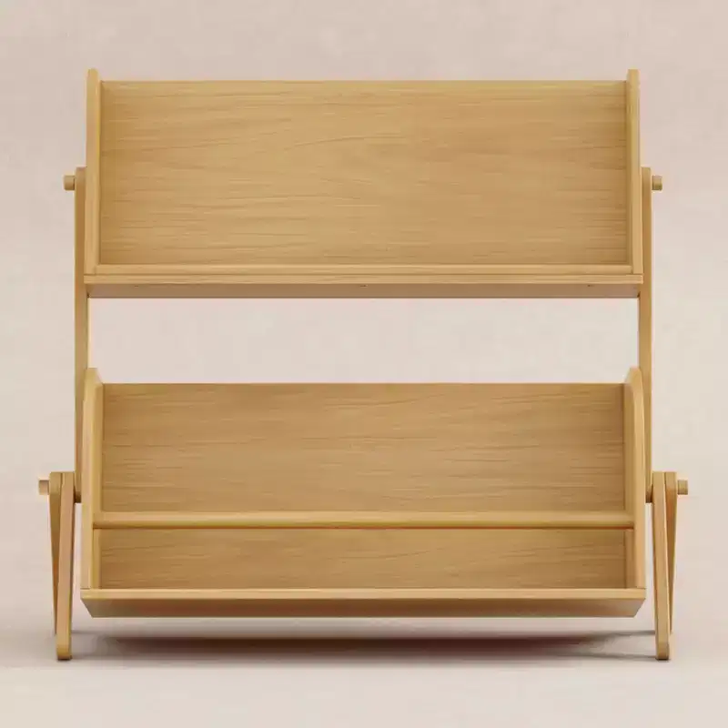 Honey / Natural Walnut / White Kids Bookshelf with Storage Cubby