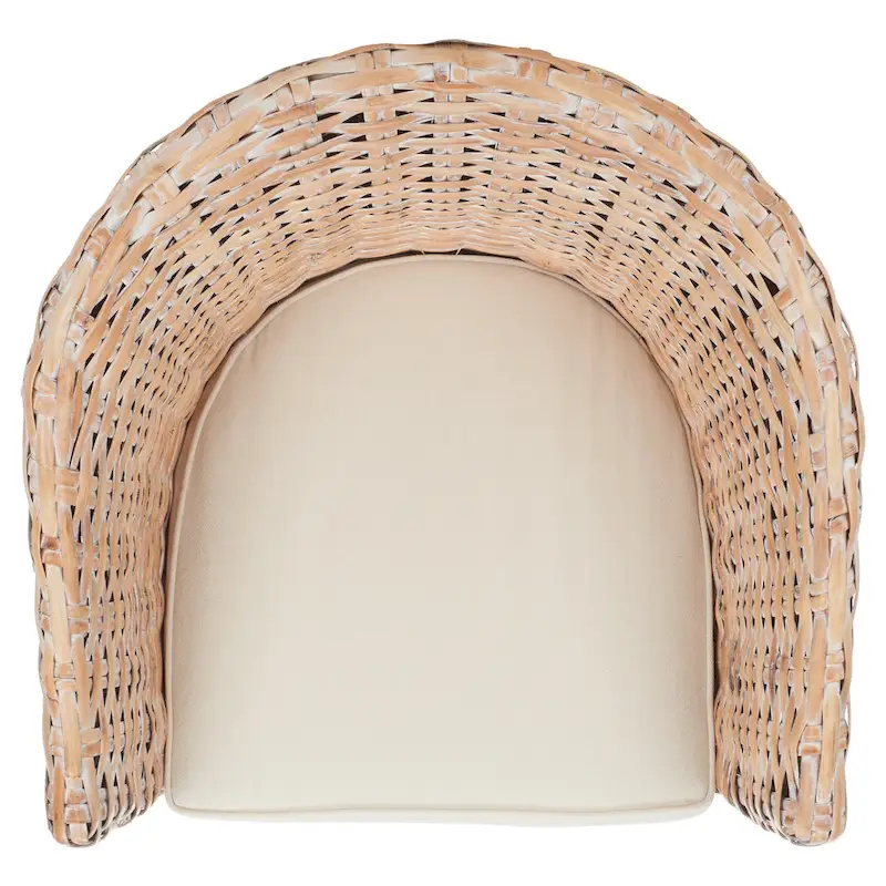 SAFAVIEH Charla Rattan Barrel Chair with Cushion - 29.1 x 27.2 x 32.7 - 29Wx27Dx33H