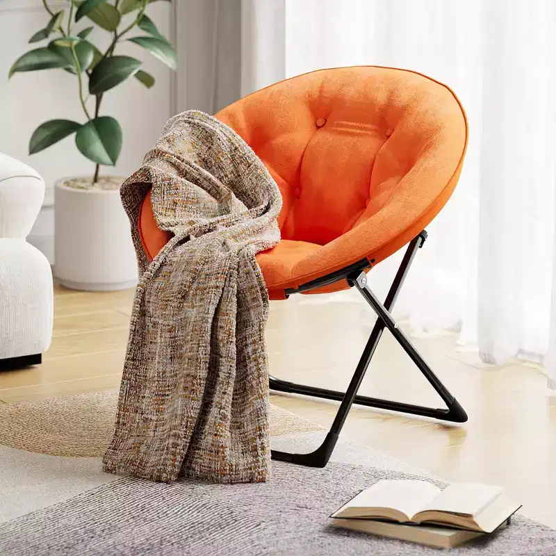 Faux Fur Saucer Chair, Folding Style, 1-Person