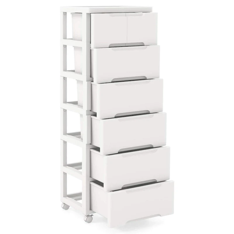 Costway 1 PCS 7-Drawer Plastic Rolling Storage Cart with 4 Universal - See Details