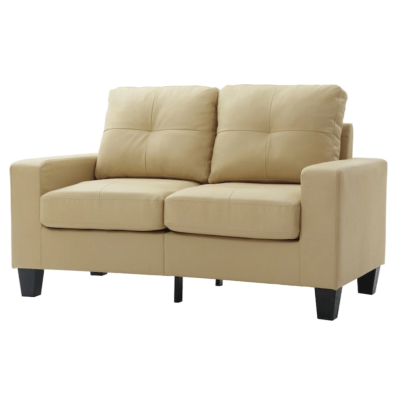 Newbury 58 in. W Flared Arm Faux Leather Straight Sofa - 32 L x 58 W x 36 H