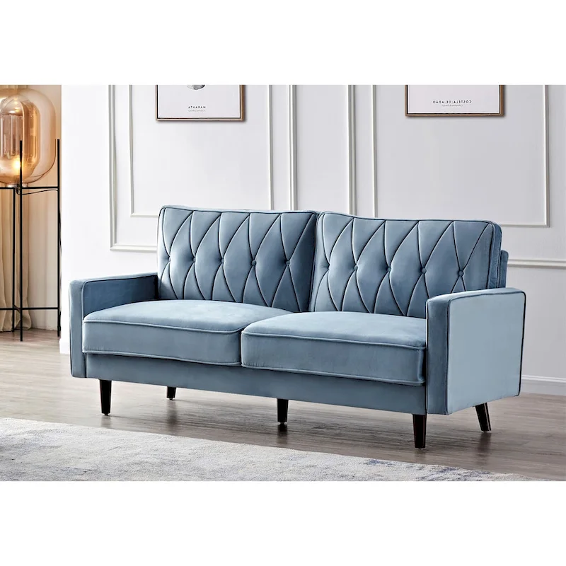 Feemster 69.3 Wide Velvet Tufted Cushion Back Sofa