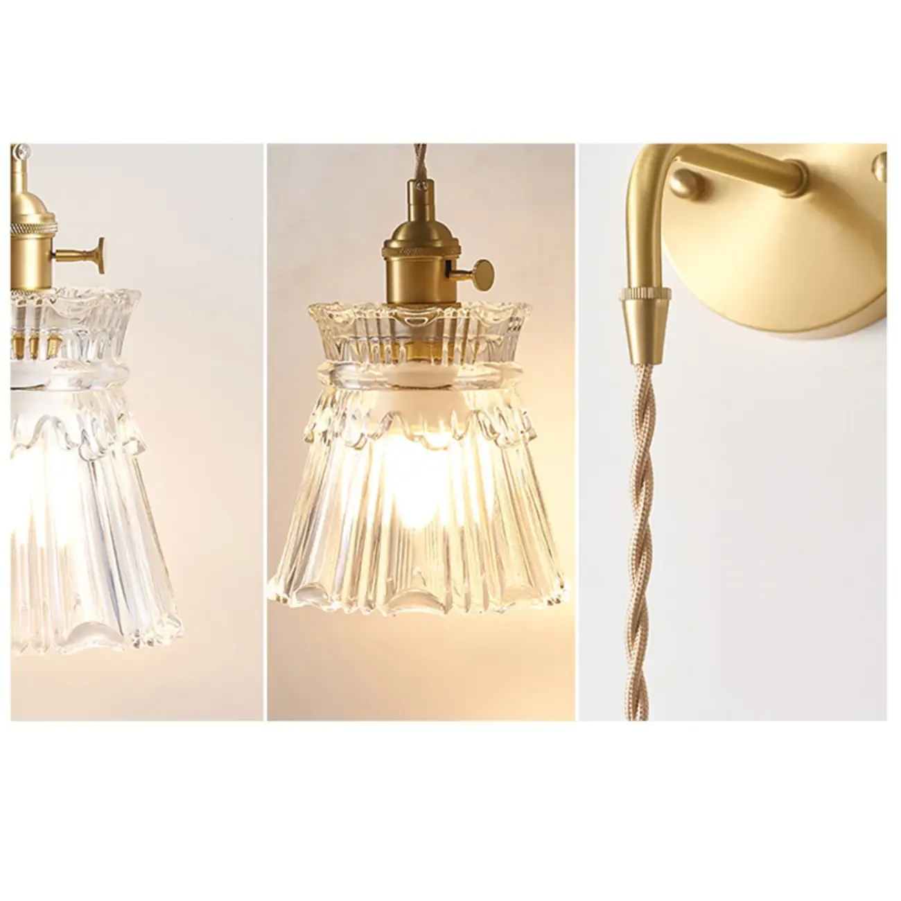 Elegant Cylinderial Gold Glass Wall Sconce