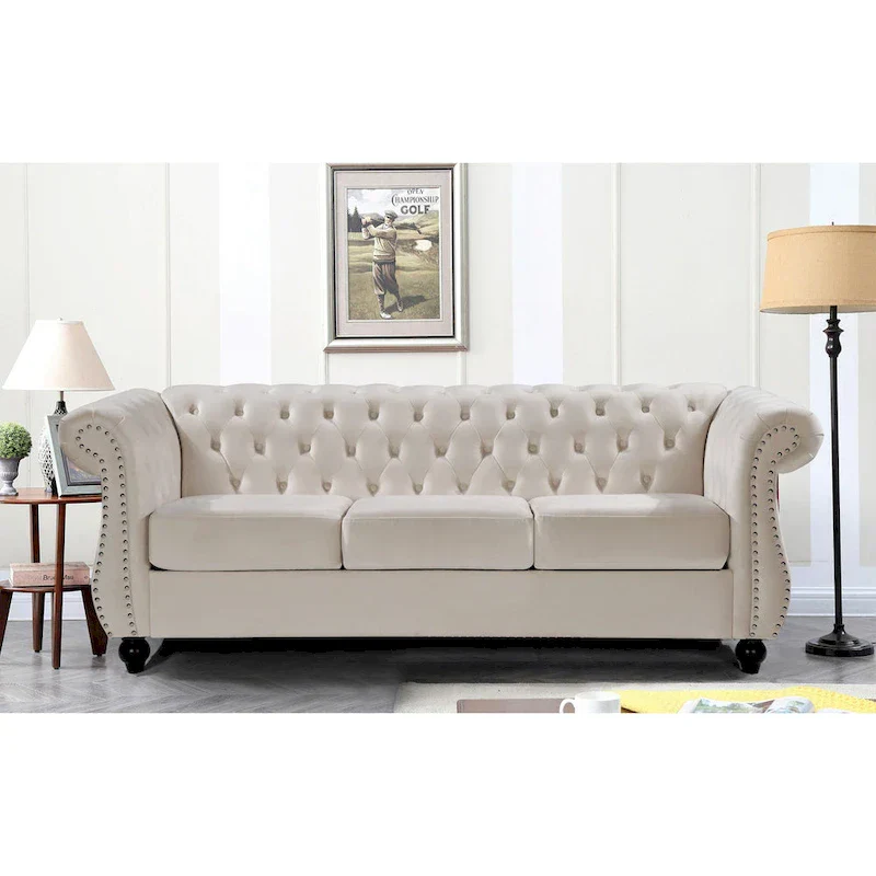 Kemos Velvet Chesterfield Sofa
