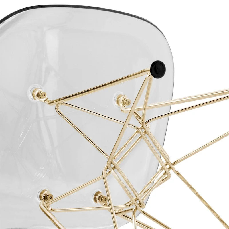 Cresco Plastic Dining Side Chair with Eiffel Base in Gold Set of 2 by LeisureMod