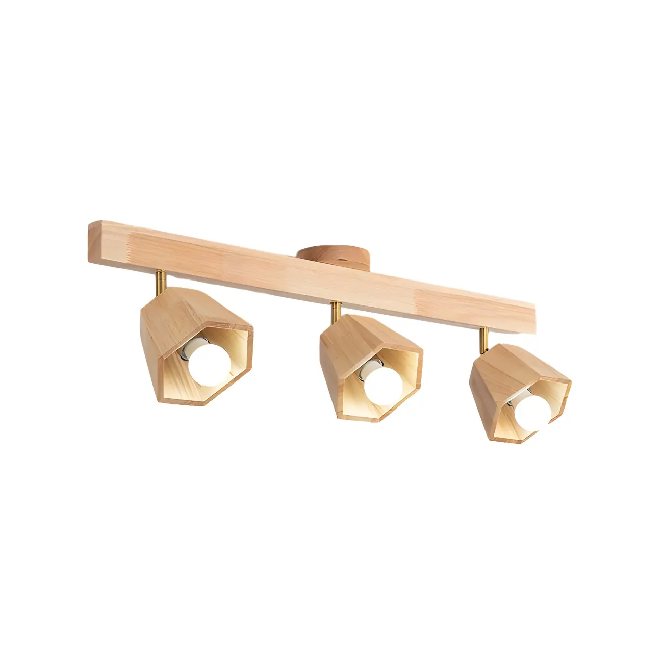 4-Light Adjustable Natural Rubber Wood Semi Flush Track Light